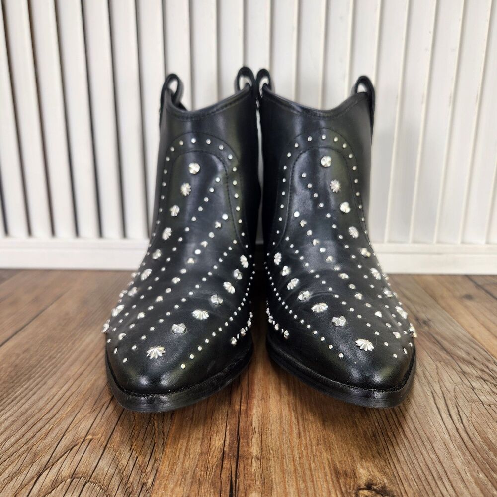 Sam Edelman Brian Studded Ankle Booties Womens Size 6 M Black Western City Boots - Picture 2 of 11